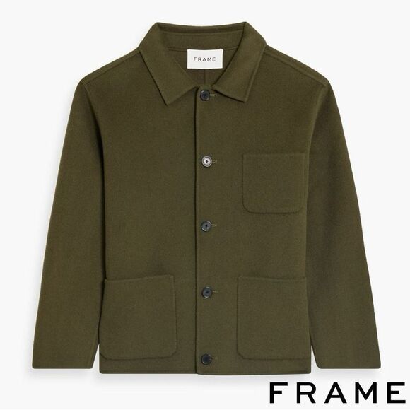 FRAME **NWT** Double Face Wool Jacket in Olive Green - Picture 7 of 11